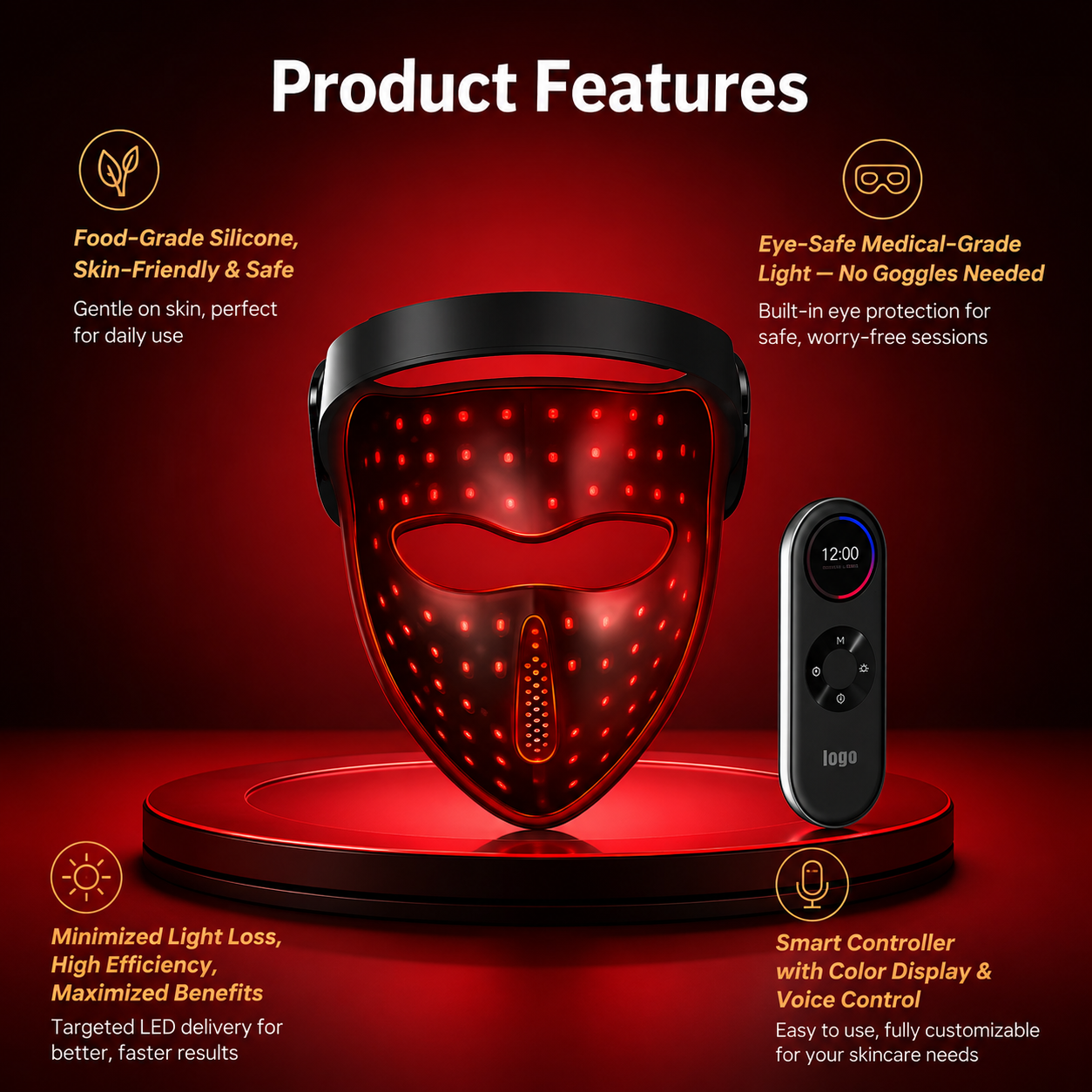 Lunavia LumiMask Pro | 7-Color LED Light Therapy Face Mask